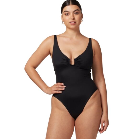 Women's Black One Pc Swimsuit Sz Small U-Wire Detail Cut Out - Picture 1 of 7